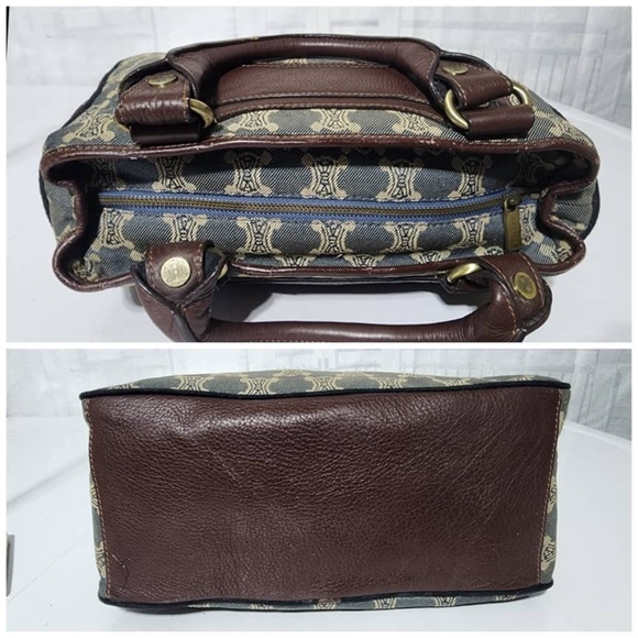 Authentic Céline Vintage Macadam Denim Boogie Handbag Blue/Brown - Picture 6 of 13